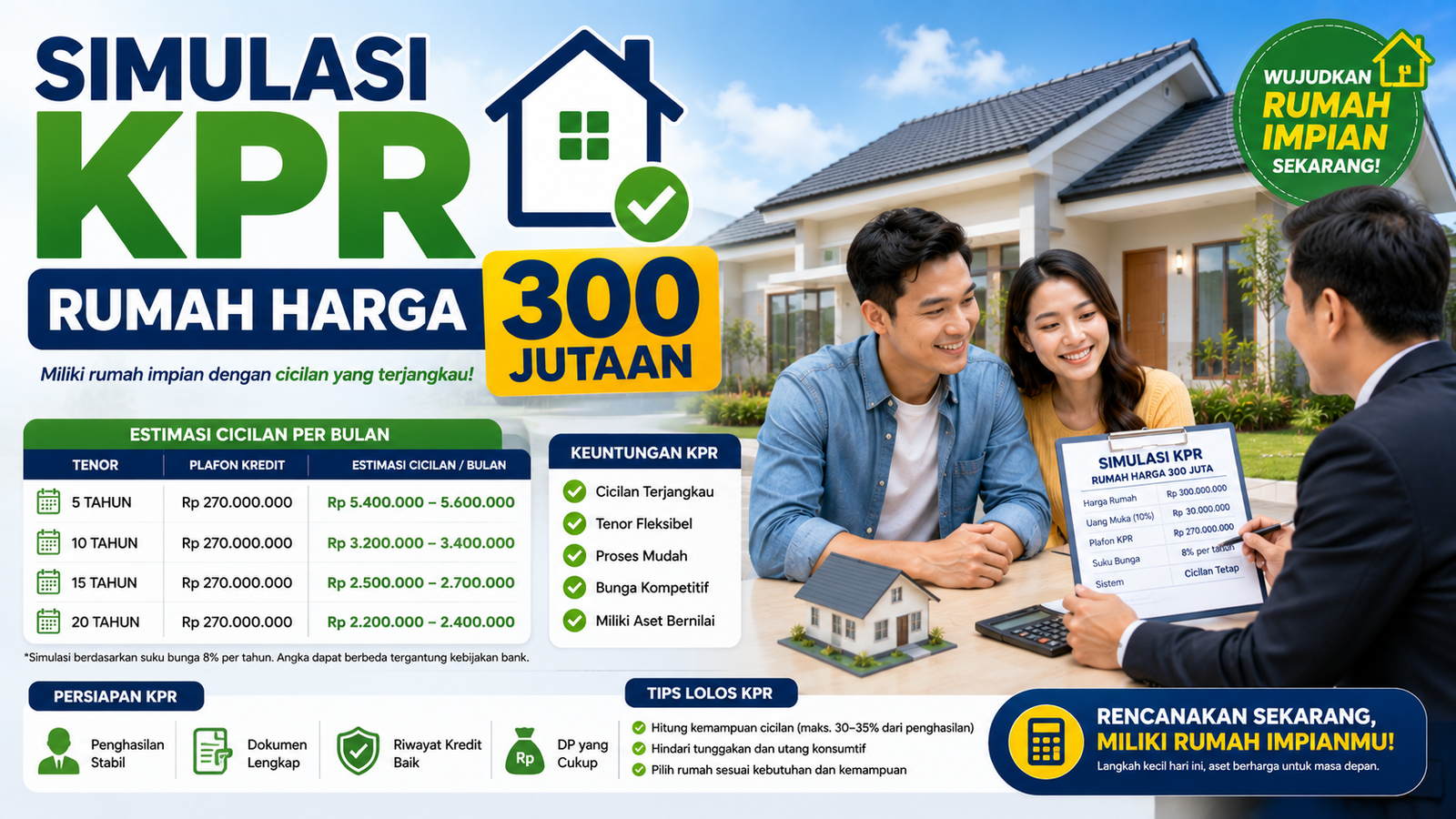 Read more about the article Simulasi KPR Rumah Harga 300 Jutaan